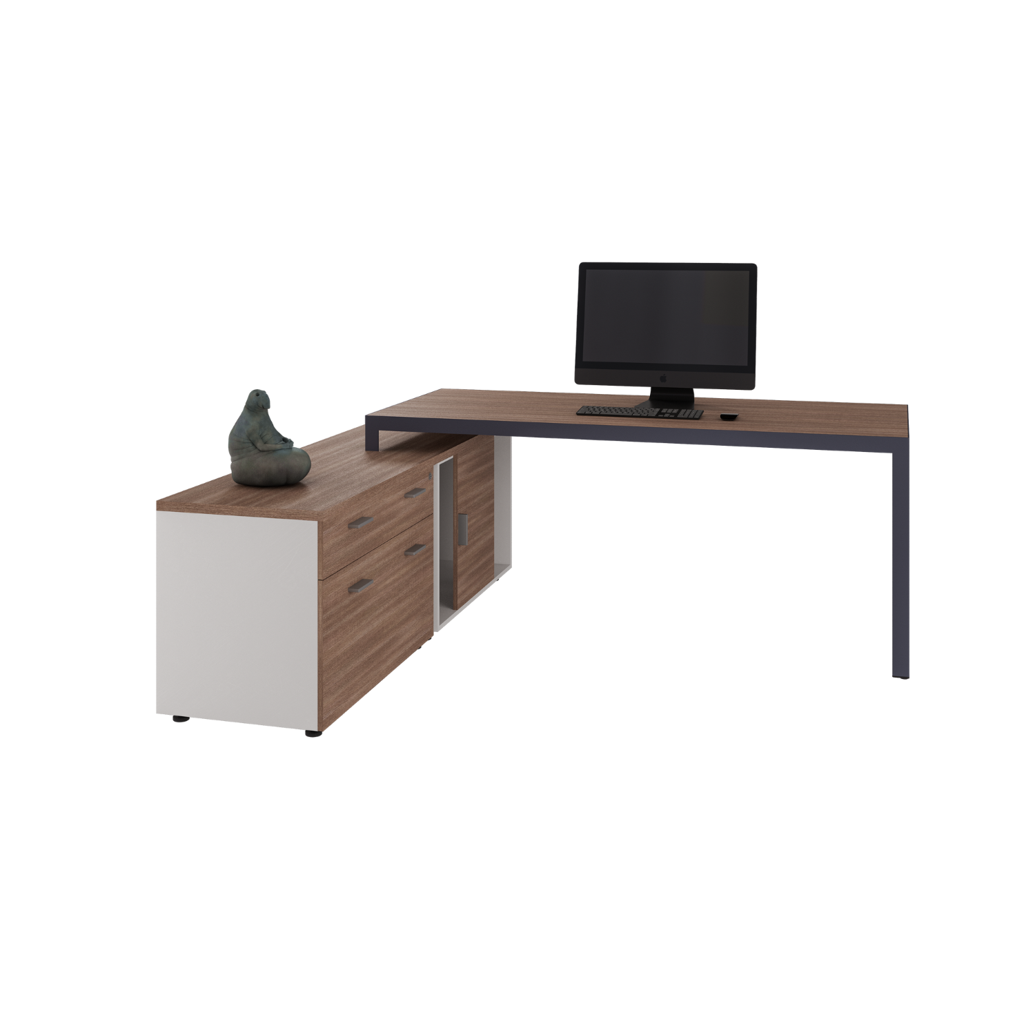 Escritorio Studio ejecutivo con credenza lateral.